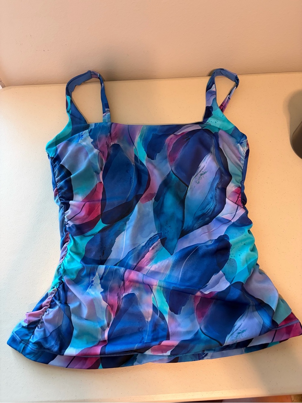Athleta Blue Multi-Color Printed Tankini Top